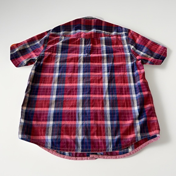 Tommy Bahama Men's Short Sleeve Button Up Shirt XL Red White Blue Plaid Cotton - Picture 4 of 8